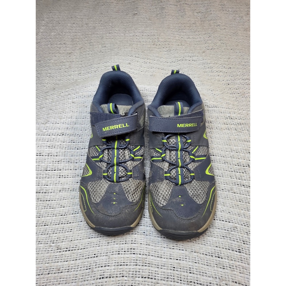 Merrell Kids Chameleon Hiking Shoes Grey Navy Lime Green Size 4.5W Low Top